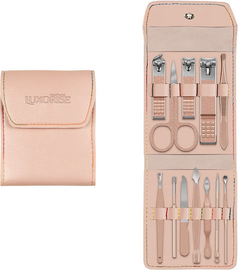 Coral Pink Manicure Set Luxorise 12 Pieces