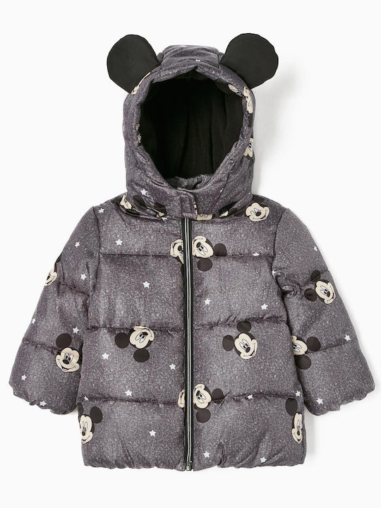 Kids Casual Hooded Jacket Dark Gray