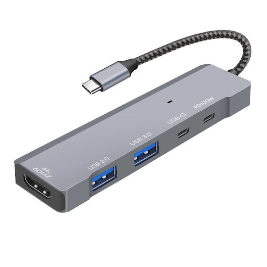 LinQ 5-in-1 USB-C Dockingstation mit HDMI 4K PowerDelivery Grau