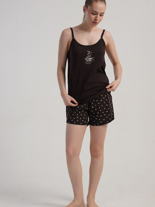 Vienetta Secret Summer Women's Brown Dark Pyjama Set