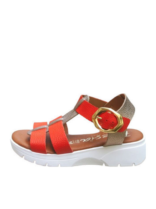 Fresia Leather Women's Anatomic Red Sandals