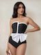 Costum De Baie Întreg Negru Fără Bretele