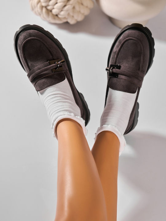 Mocasini Dama Din Piele Gri