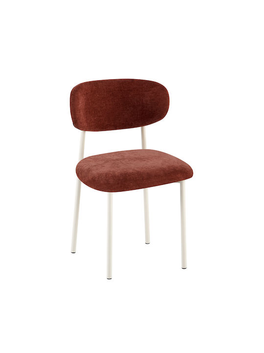 Matisse Столове За Трапезария с Текстилна Обшивка Терракота Крем 4 Бройки 49x49x80см