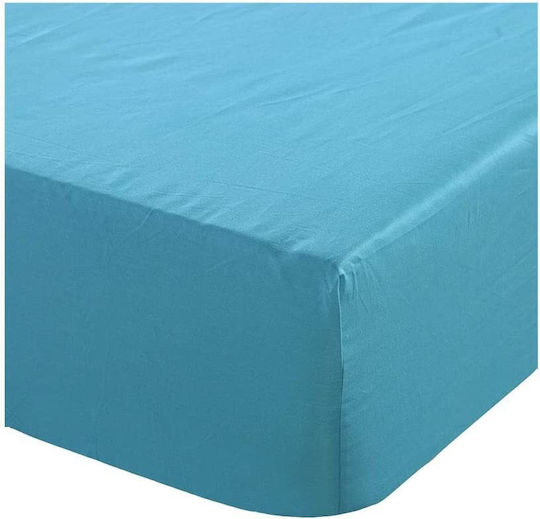 Bettlaken für Einzelbett mit Gummibettlaken 90x200cm Aqua