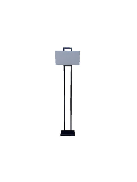Morgan Stehlampe Boden 25x40x150cm Metall Schwarz Stoff Grau Morgan Stehlampe Boden 25x40x150cm Metall Schwarz Stoff Grau