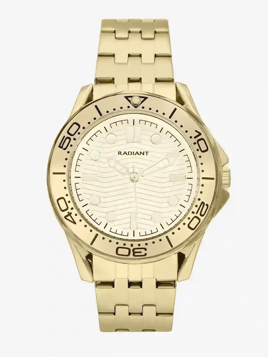 Radiant Ανδρικό Ρολόι 42mm Μπαταρίας με Χρυσό Μεταλλικό Μπρασελέ