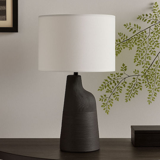 Liberta Plastic Table Lamp with White Shade and Black Base