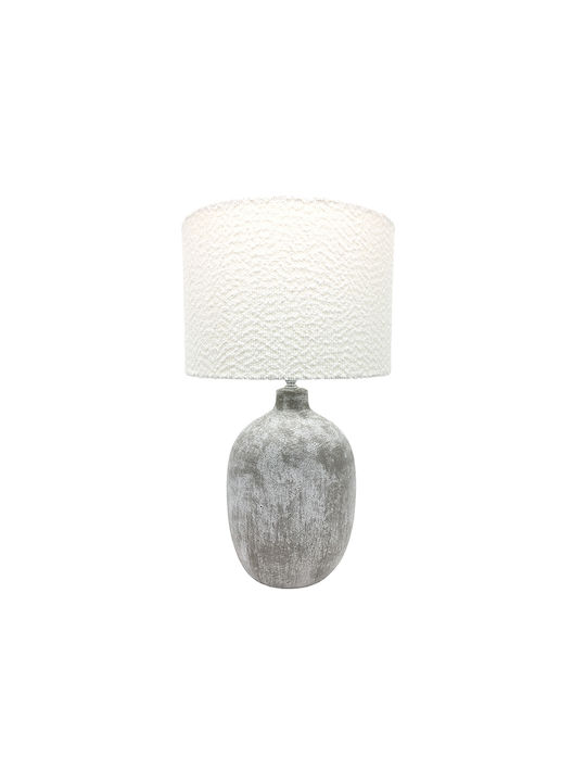 Liberta Ceramic Table Lamp with White Shade and Gray Base