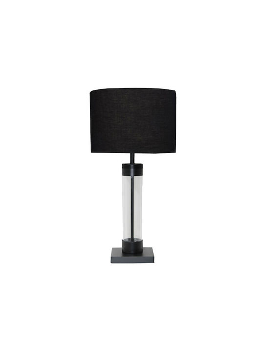 Liberta Glass Table Lamp with Black Shade and Base