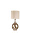 Liberta Crystal Table Lamp with White Shade and Brown Base