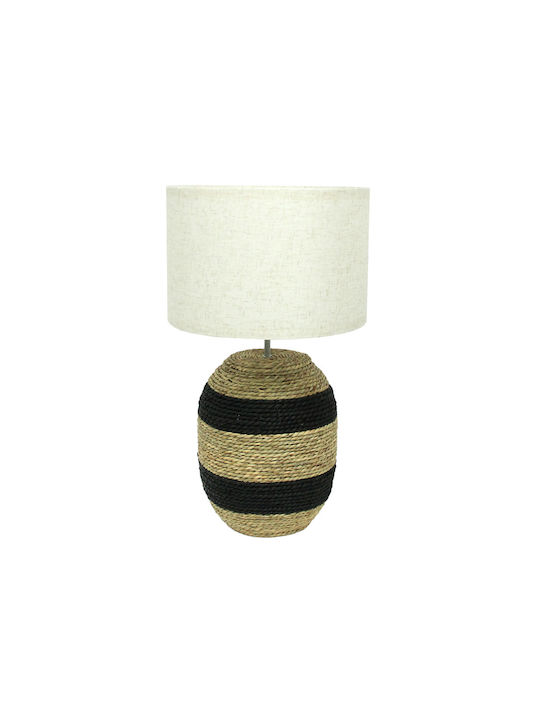 Liberta Table Lamp Rope with White Shade and Beige Base