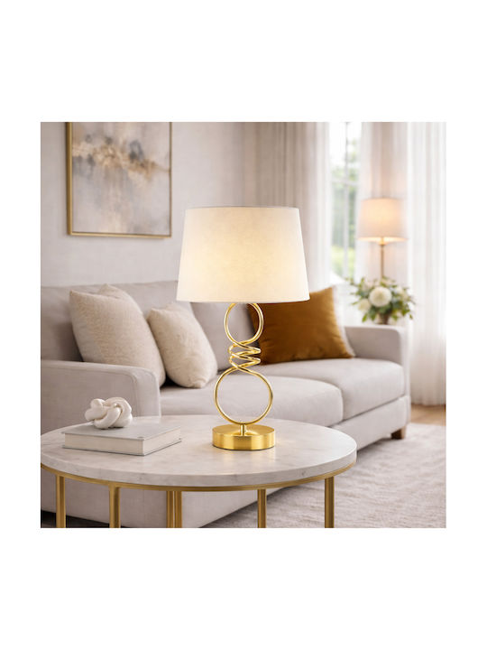 Galifas Metal Table Lamp for E27 Socket with White Shade and Gold Base