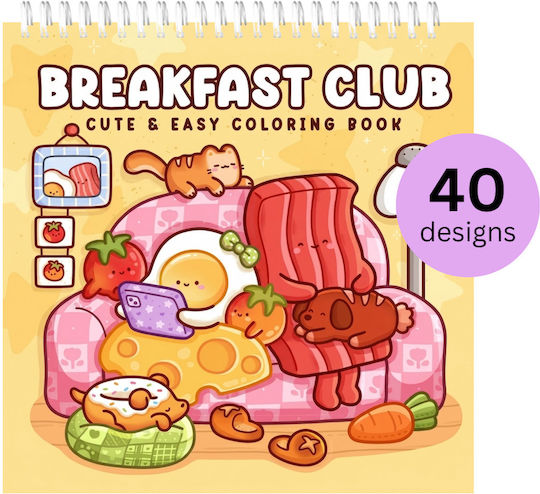 Coloring Book Breakfast Club Funny Illustrations Hardcover Spiral 96 Pages