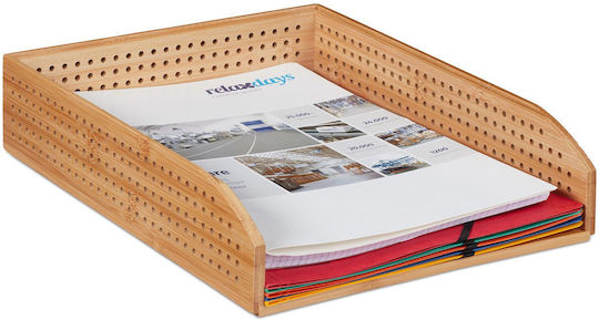 Relaxdays Bamboo Document Holder 7x33x25 Cm Natural Color Stackable
