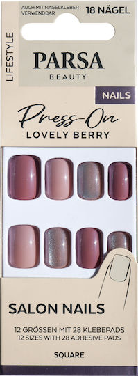 Parsa Press On Nails Lovely Berry Stickers 18 Pieces