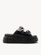 Black Chunky Flatforms Decorative Buckles