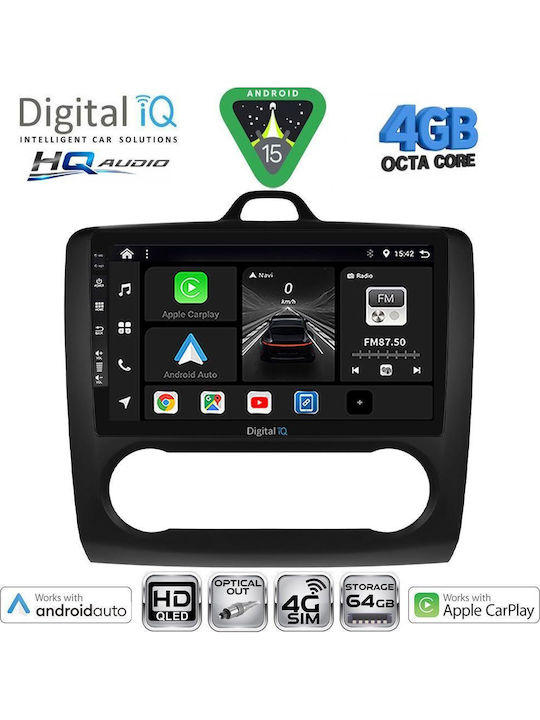 Digital IQ Auto-Audiosystem für Ford Focus 2005-2012 mit Klima (Bluetooth/USB/WiFi/GPS/Apple CarPlay/Android Auto) mit Touchscreen 9"