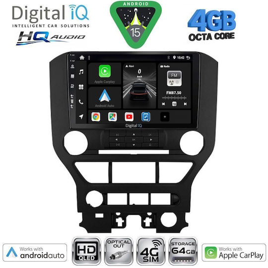 Digital IQ Ηχοσύστημα Αυτοκινήτου για Ford Mustang 2015-2020 (Bluetooth/USB/WiFi/GPS/Apple-Carplay/Android-Auto) με Οθόνη Αφής 9"
