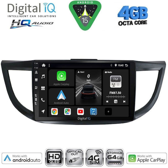 Digital IQ Car Audio System for Honda CR-V 2013-2017 Bluetooth USB WiFi GPS Apple CarPlay Android Auto with 10" Touch Screen