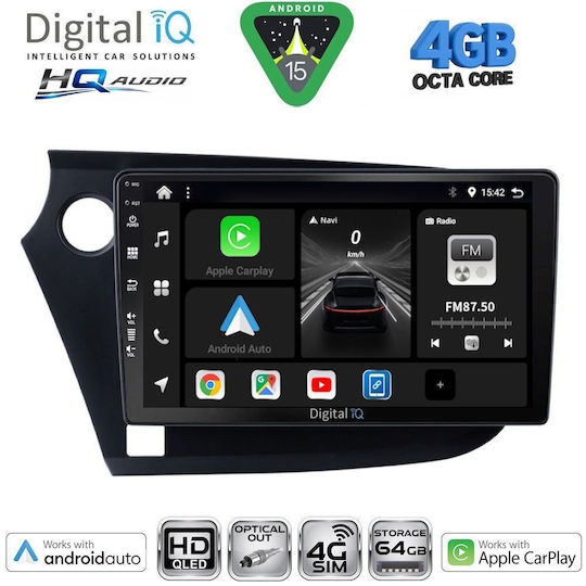 Digital IQ Ηχοσύστημα Αυτοκινήτου για Honda Insight 2009-2014 (Bluetooth/USB/WiFi/GPS/Apple-Carplay/Android-Auto) με Οθόνη Αφής 9"