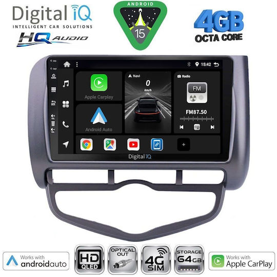 Digital IQ Car Audio System for Honda Jazz 2002-2008 with Clima (Bluetooth/USB/WiFi/GPS/Apple CarPlay/Android Auto) with 9" Touch Screen