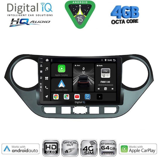 Digital IQ Ηχοσύστημα Αυτοκινήτου για Hyundai i10 2014-2020 (Bluetooth/USB/WiFi/GPS/Apple-Carplay/Android-Auto) με Οθόνη Αφής 9"