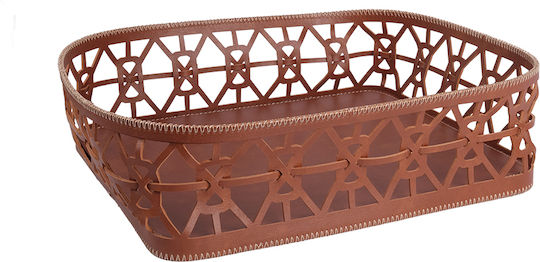 Espiel Decorative Basket Artificial Leather Brown 32.5x26.5x10cm