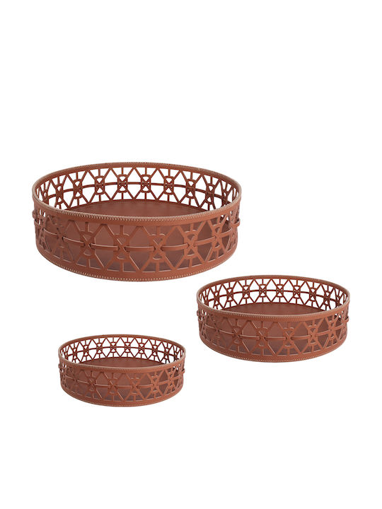 Espiel Set Decorative Baskets Artificial Leather Brown 10cm 3 Pieces