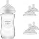 Philips Set Biberoane din Sticlă Natural Anti-Colici cu Tetină din Silicon pentru 1+ Luni 240ml