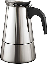 Cheffinger Italian Stainless Steel Moka Pot 9 Cups Induction Compatible Silver