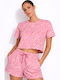 Damen Bluse Kurzärmelig Rosa