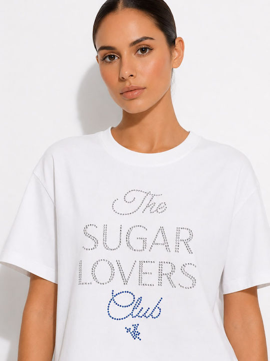 Bluza Damă Bumbac Mâneci Scurte Alb