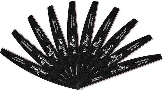 Set 10 Semilunar Nail Files Grit 100/180 Sensopro Milano Black