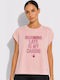 Damen Bluse Baumwolle Kurzärmelig Rosa
