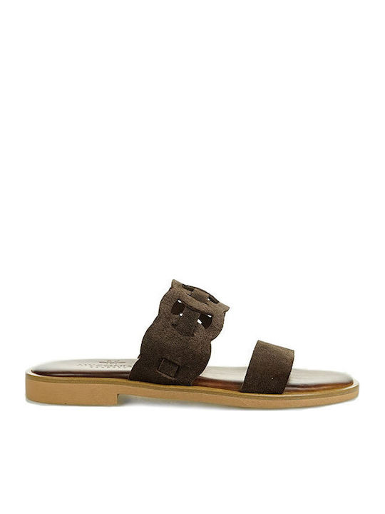Myconian Women's Flat Sandals Brown