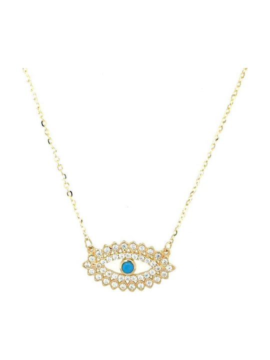 Drandakis Necklace Eye From 9 K Gold Turquoise