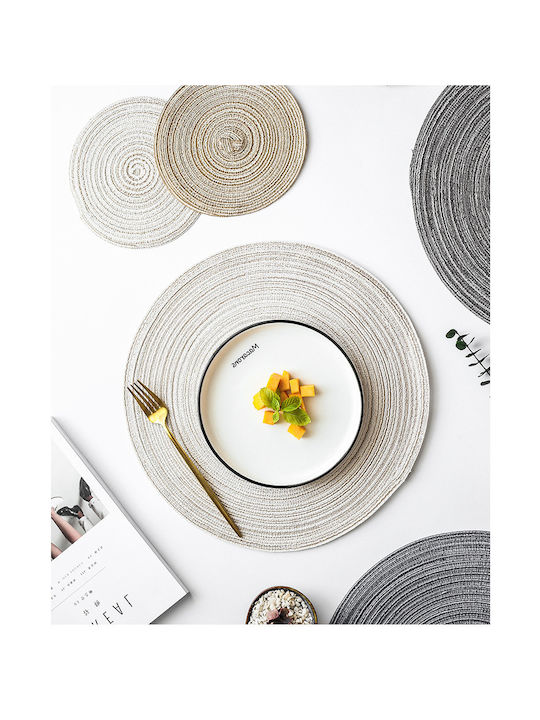 Dream House Round Fabric Beige Placemats