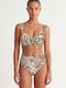 Strapless Bikini Top With Padding Animal Print Brown