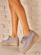 Leder Damen Mokassins in Grau Farbe