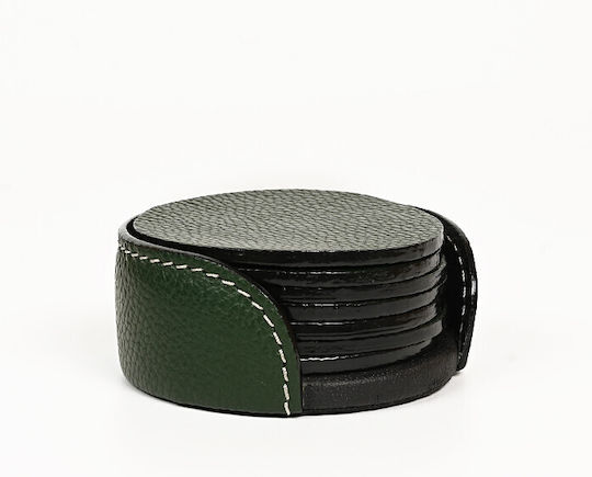 BagCity Rundes Untersetzer aus Künstliches Leder mit Gestell Grüne 6 Stück BagCity Rundes Untersetzer aus Künstliches Leder mit Gestell Grüne 6 Stück