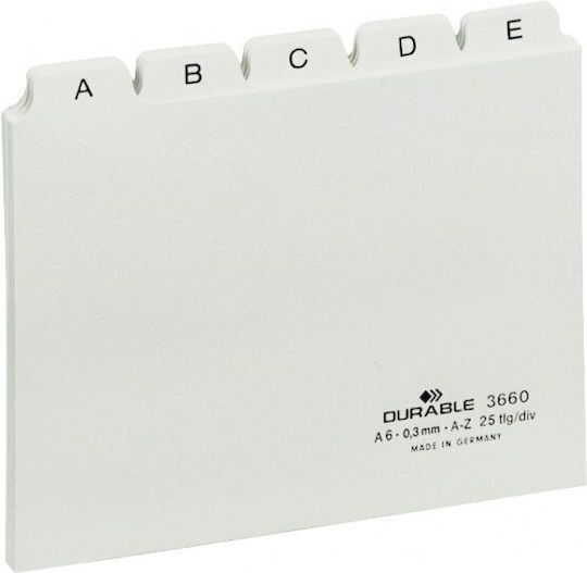 Durable Divider for Phone Book with Latin Alphabet White 10.5x14.8cm