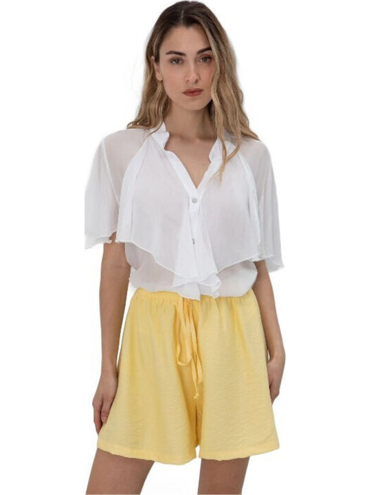 Long Sleeve Women's Silky Shirt White