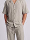 Μακρυμάνικo Λινό Overshirt σε Φαρδιά Γραμμή Sand