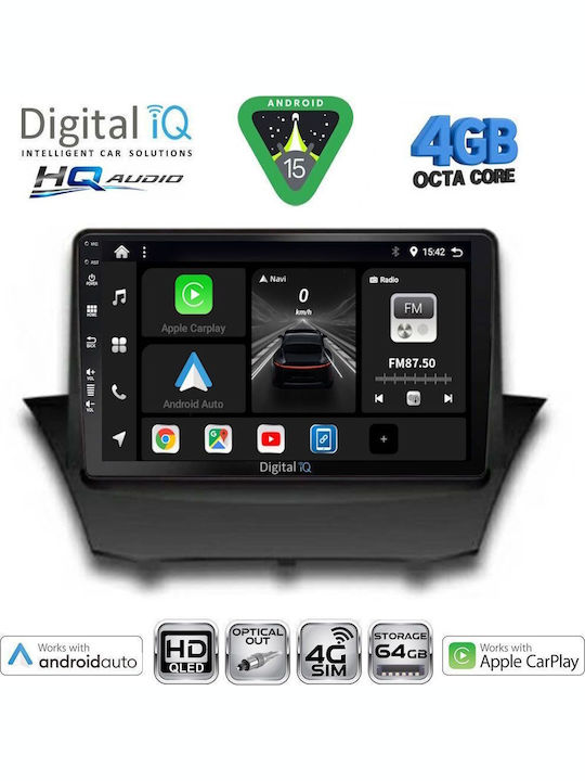 Digital IQ Car Audio System for Ford Fiesta 2008-2017 (Bluetooth/USB/WiFi/GPS/Apple CarPlay/Android Auto) with 9" Touch Screen