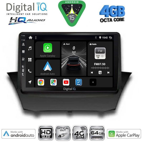Digital IQ Ηχοσύστημα Αυτοκινήτου για Ford Fiesta 2008-2017 (Bluetooth/USB/WiFi/GPS/Apple-Carplay/Android-Auto) με Οθόνη Αφής 9"
