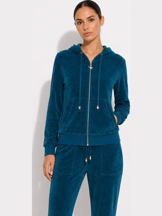 Women's Hoodie Sweatshirt Cardigan Blue