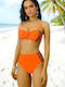 Sport Bikini Set Push Up Shorts High Waist Orange