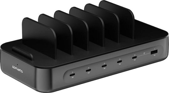 4Smarts Charging Station with USB-A Port and 5 USB-C Ports 100W in Black Colour 541805