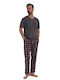 Vienetta Secret Summer Checked Men's Cotton Pyjamas Gray
